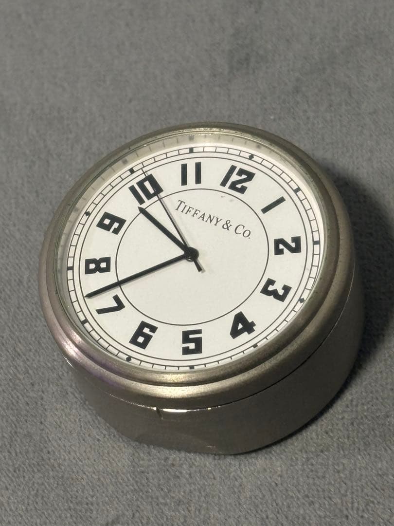 電池交換済 TIFANY&Co. ティファニー 丸型置時計 シルバー インテリア