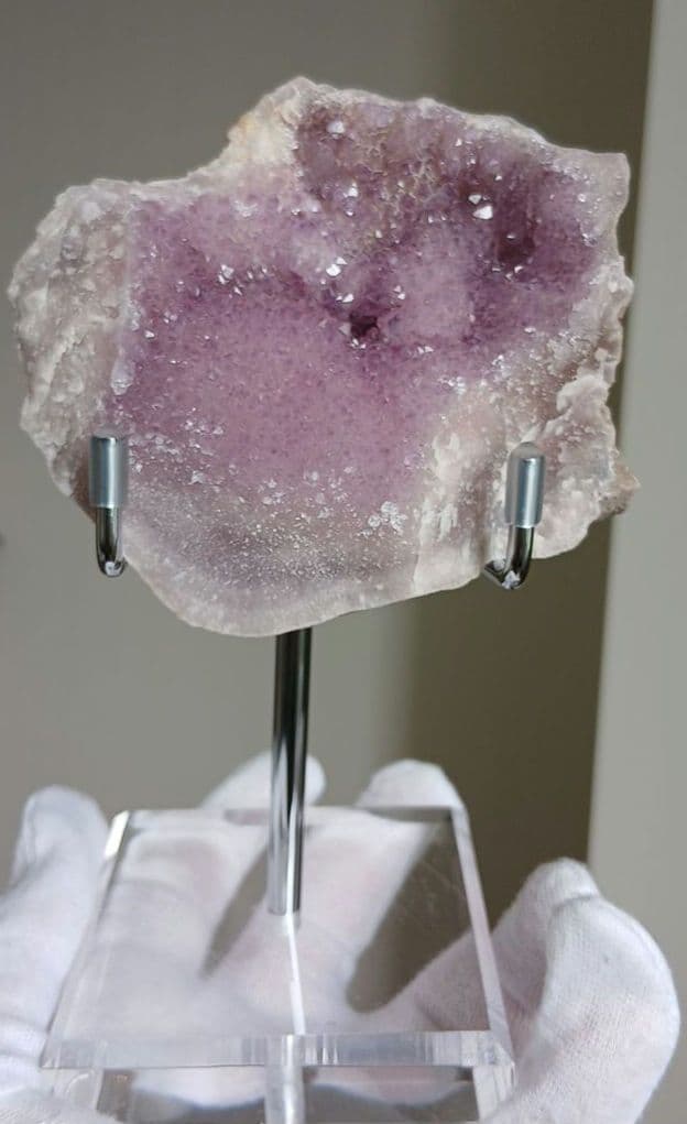 フラワーアメジスト　クラスター　原石　天然石　置物　ピンクアメジスト　台座付き