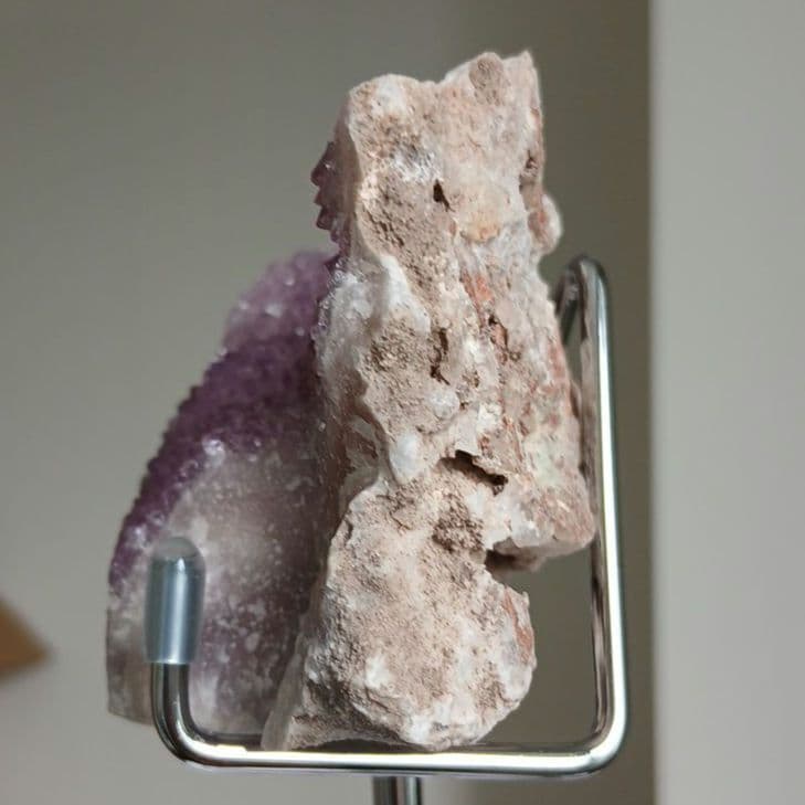フラワーアメジスト　クラスター　原石　天然石　置物　ピンクアメジスト　台座付き