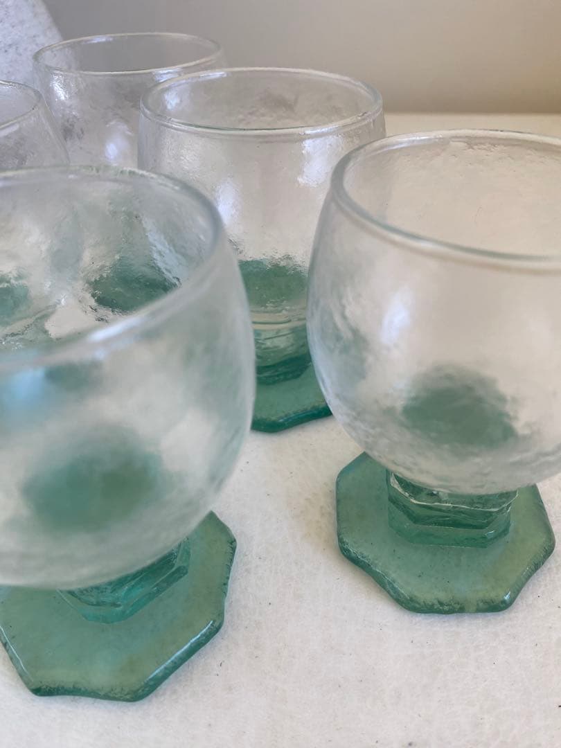 名和ショウ　グラス　5個　ガラス作家　ミニグラス　器　ハンドメイド　足付きグラス