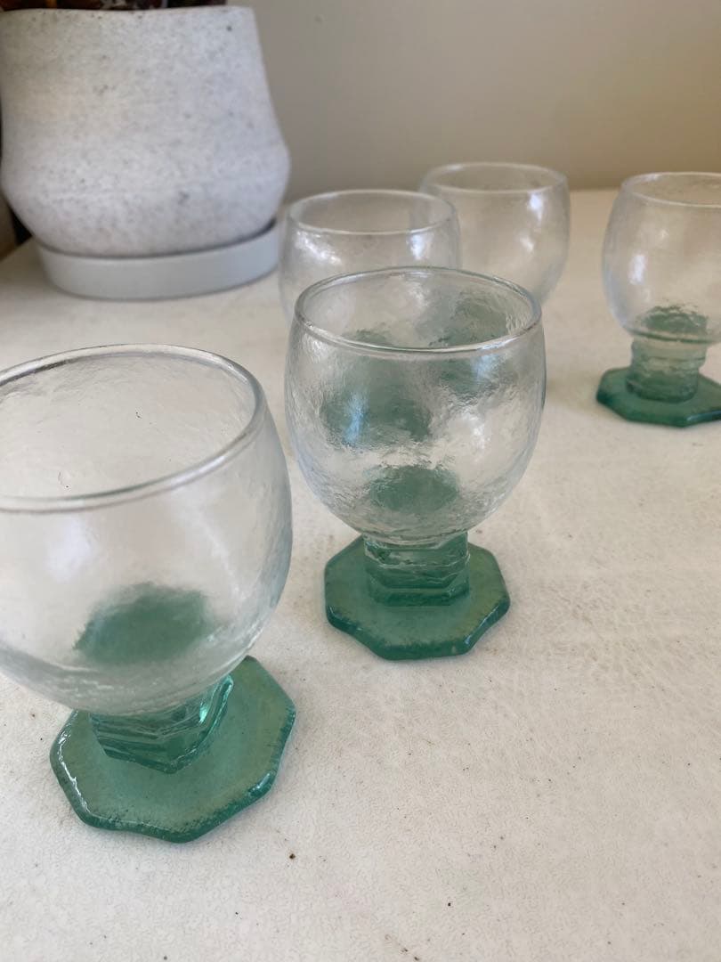 名和ショウ　グラス　5個　ガラス作家　ミニグラス　器　ハンドメイド　足付きグラス