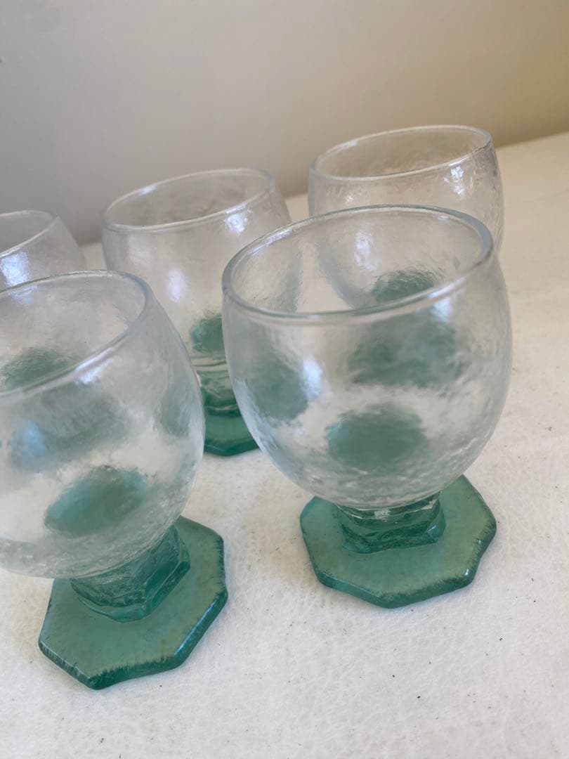 名和ショウ　グラス　5個　ガラス作家　ミニグラス　器　ハンドメイド　足付きグラス