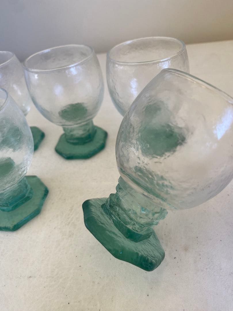 名和ショウ　グラス　5個　ガラス作家　ミニグラス　器　ハンドメイド　足付きグラス