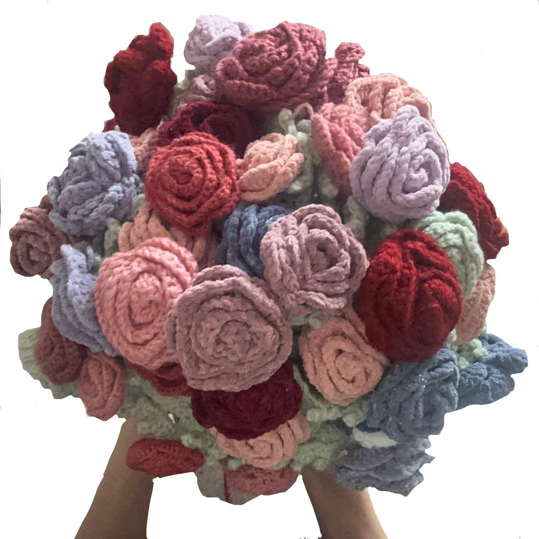 手編みフラワーブランケット