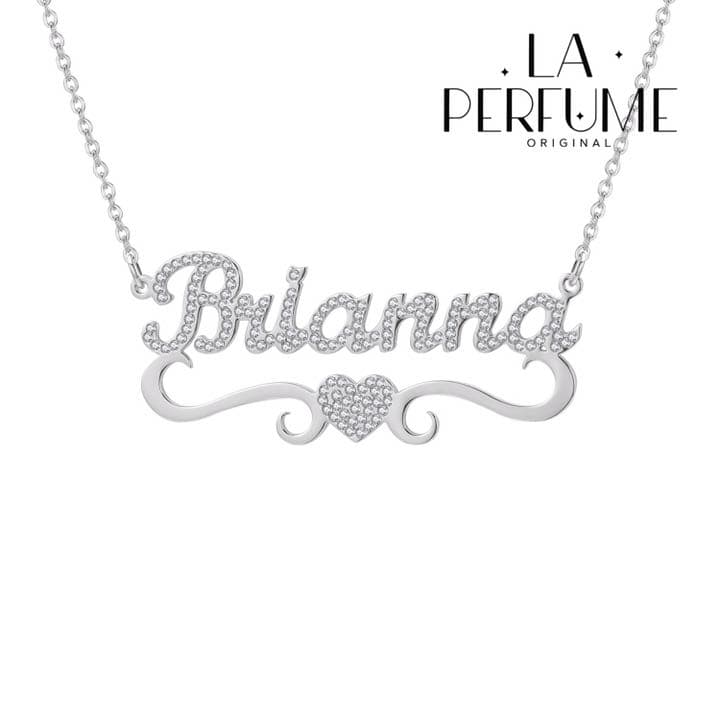 名入れ✨ハートアイスアウト♡ラインストーン✨カスタムネックレス シルバー 手作り