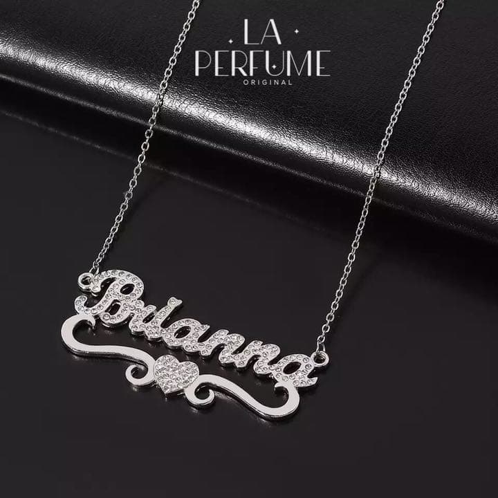 名入れ✨ハートアイスアウト♡ラインストーン✨カスタムネックレス シルバー 手作り