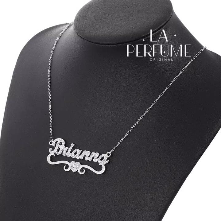 名入れ✨ハートアイスアウト♡ラインストーン✨カスタムネックレス シルバー 手作り