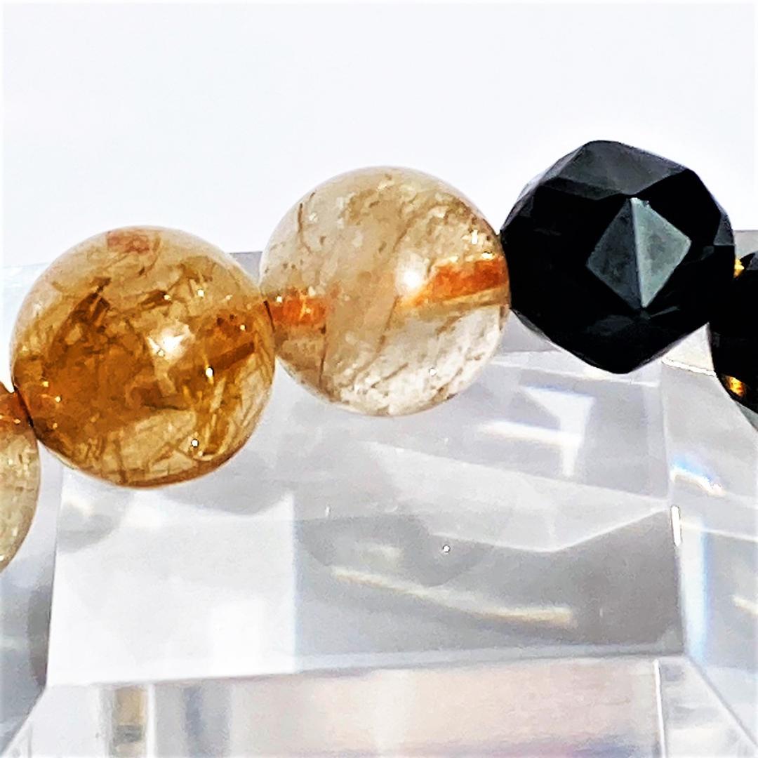 【成功を勝ち取る】針水晶 ブラックスピネル 天然石ブレスレット