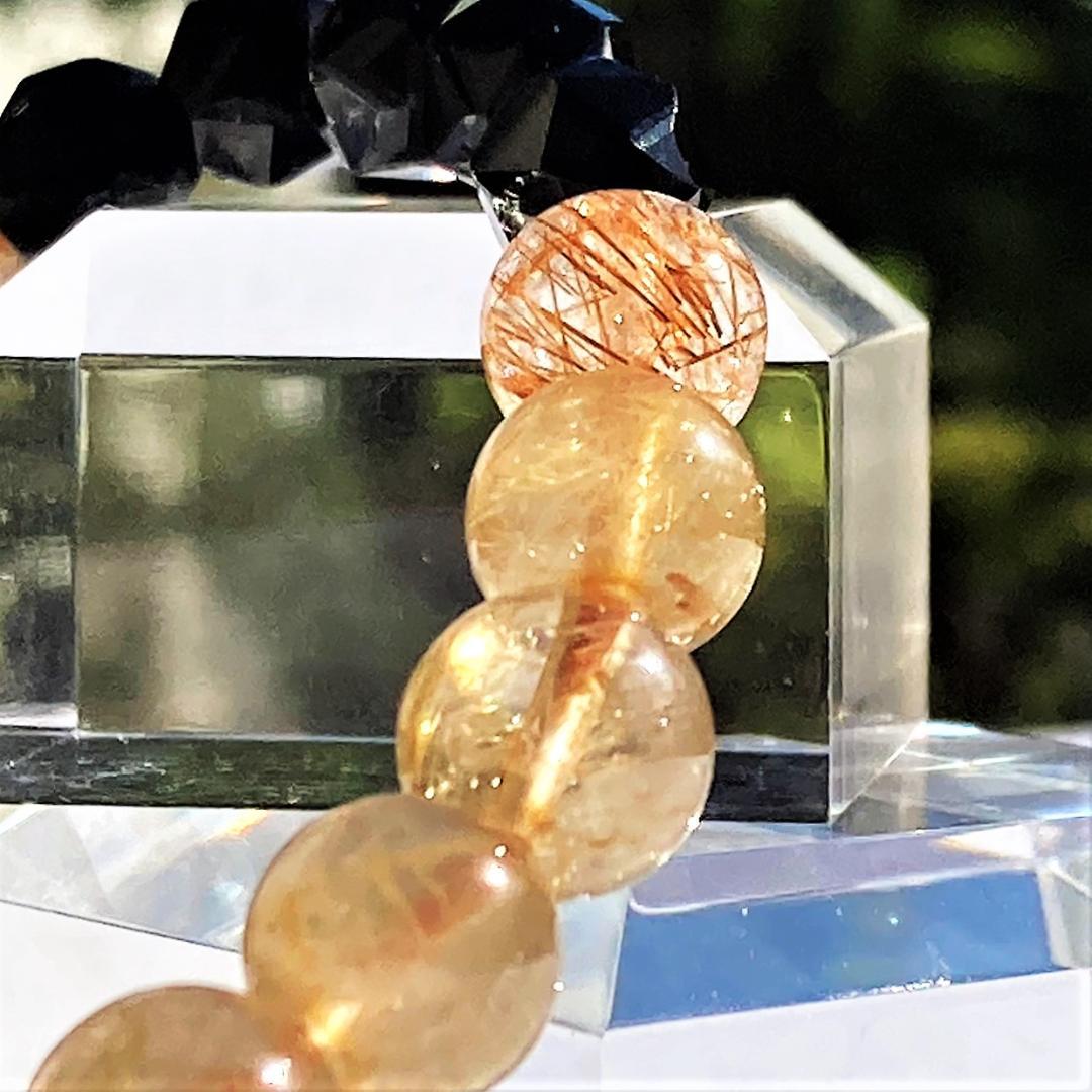 【成功を勝ち取る】針水晶 ブラックスピネル 天然石ブレスレット