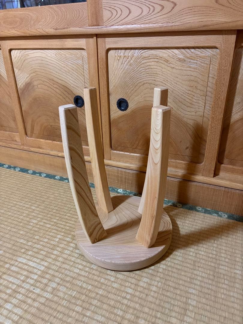 1398建具屋一筋58年のおじいちゃんの手作りスツール、イス☆けやき