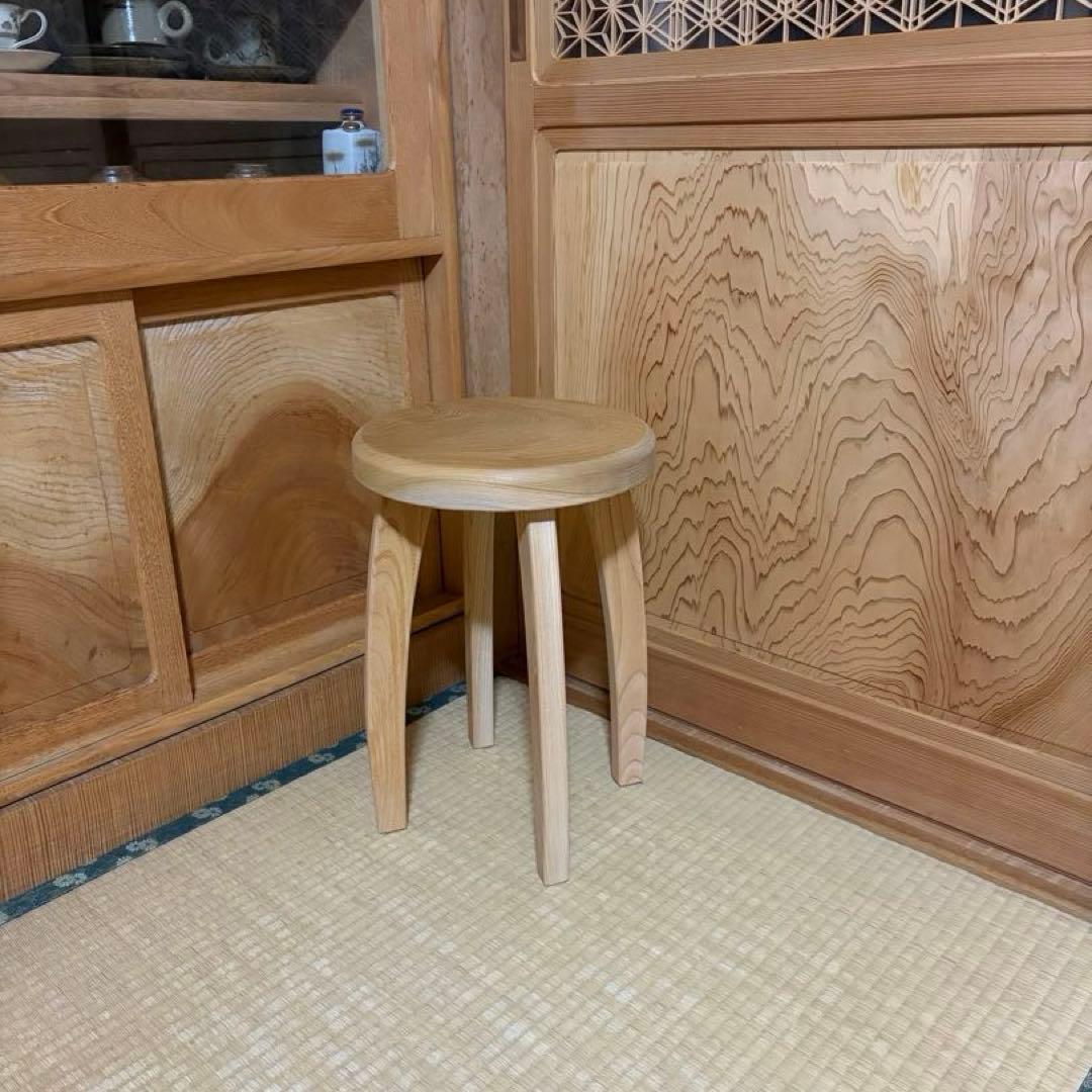 1398建具屋一筋58年のおじいちゃんの手作りスツール、イス☆けやき