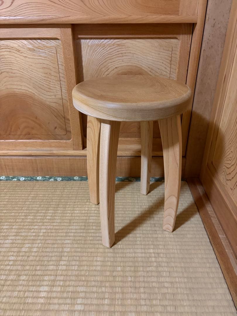 1398建具屋一筋58年のおじいちゃんの手作りスツール、イス☆けやき