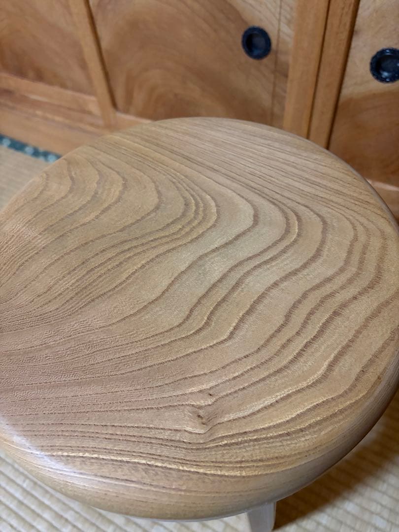 1398建具屋一筋58年のおじいちゃんの手作りスツール、イス☆けやき