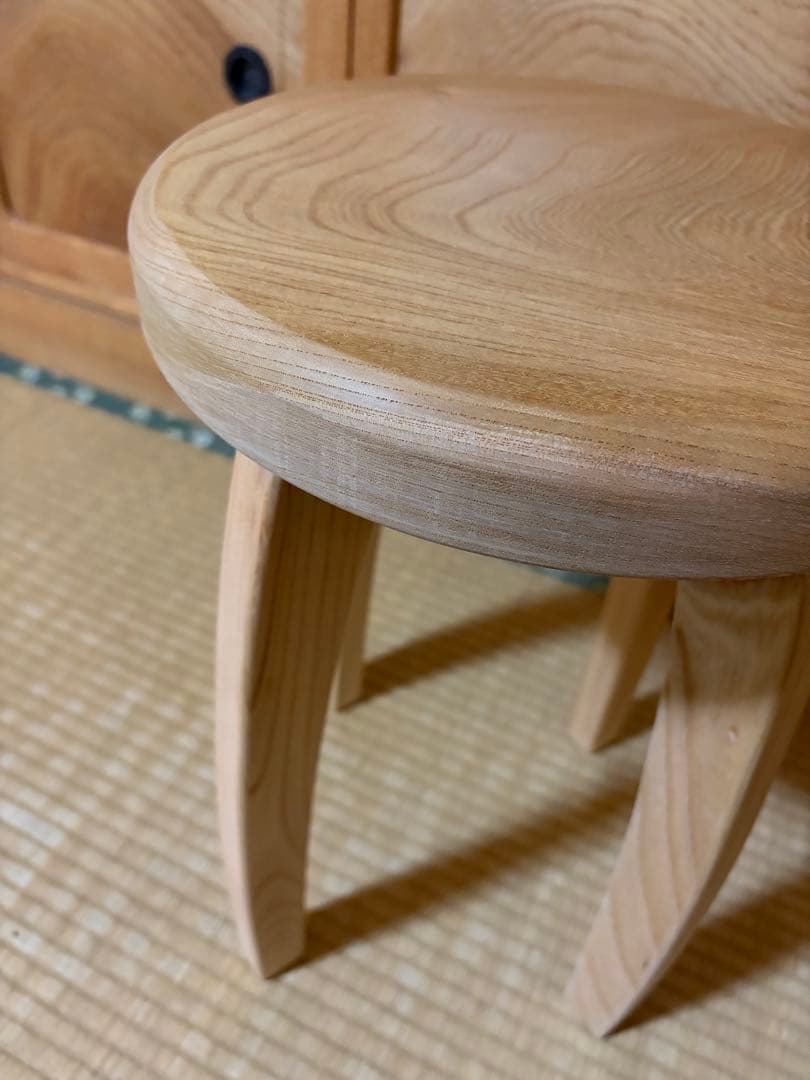 1398建具屋一筋58年のおじいちゃんの手作りスツール、イス☆けやき