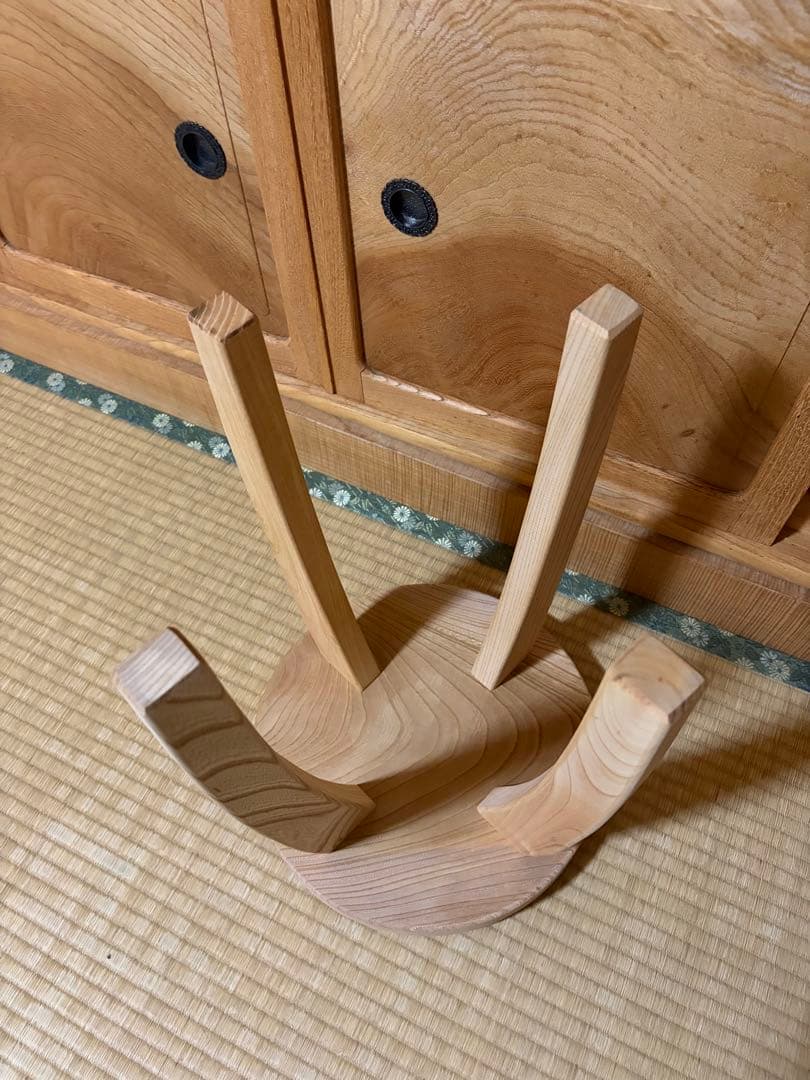 1398建具屋一筋58年のおじいちゃんの手作りスツール、イス☆けやき