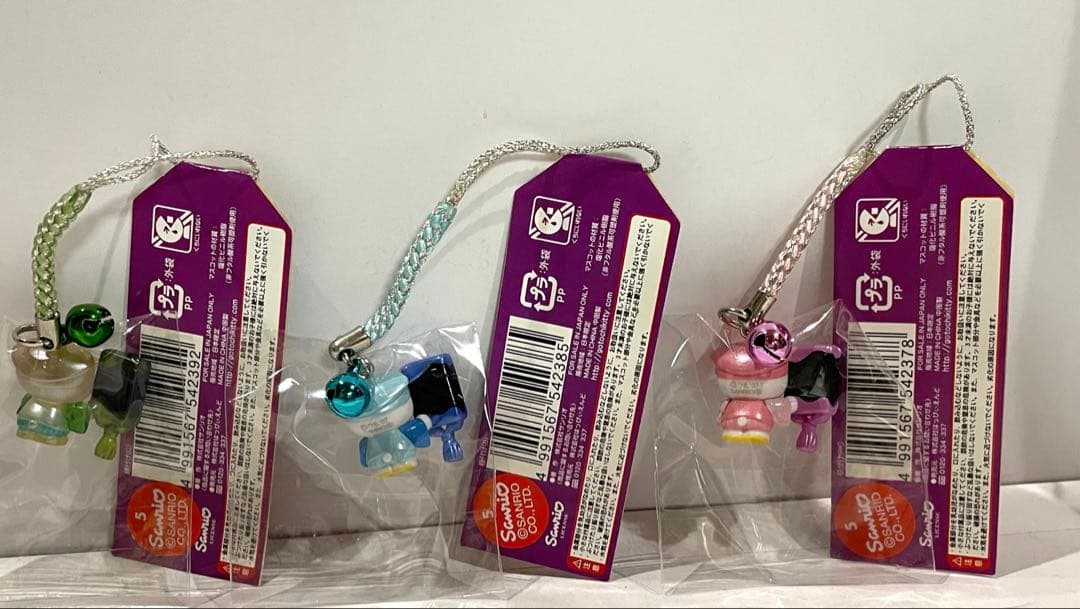 ハローキティ 根付 ストラップ　水戸黄門　風水カラー 3色セット