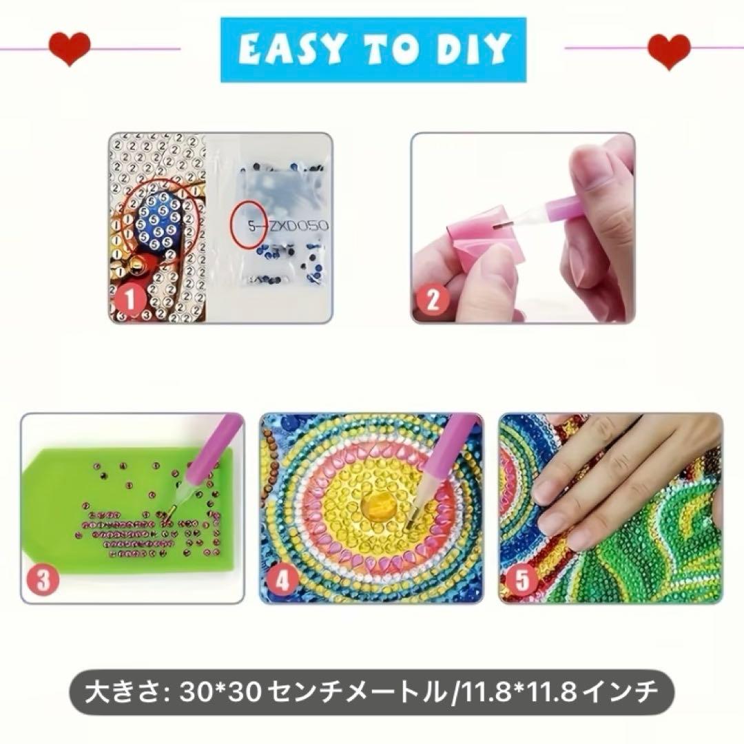 ダイヤモンドアート特殊ビーズ カラフルな女性と蓮の花のアート 30×30cm