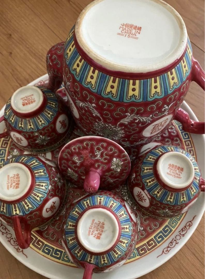 中国美術 景德鎮 粉彩茶器セット　年代物  输出品