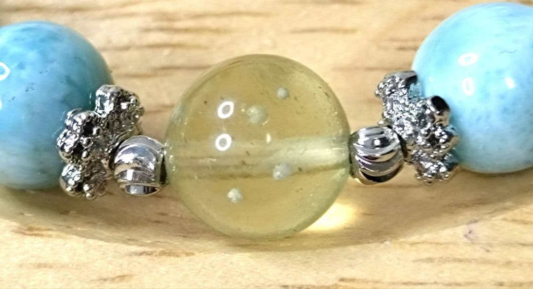 『D188』高品質リビアン粒トップ ラリマー デザインブレスレット