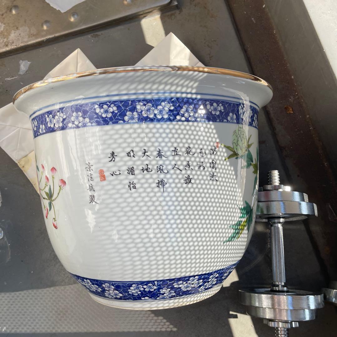 花柄陶器鉢 直径約40cm