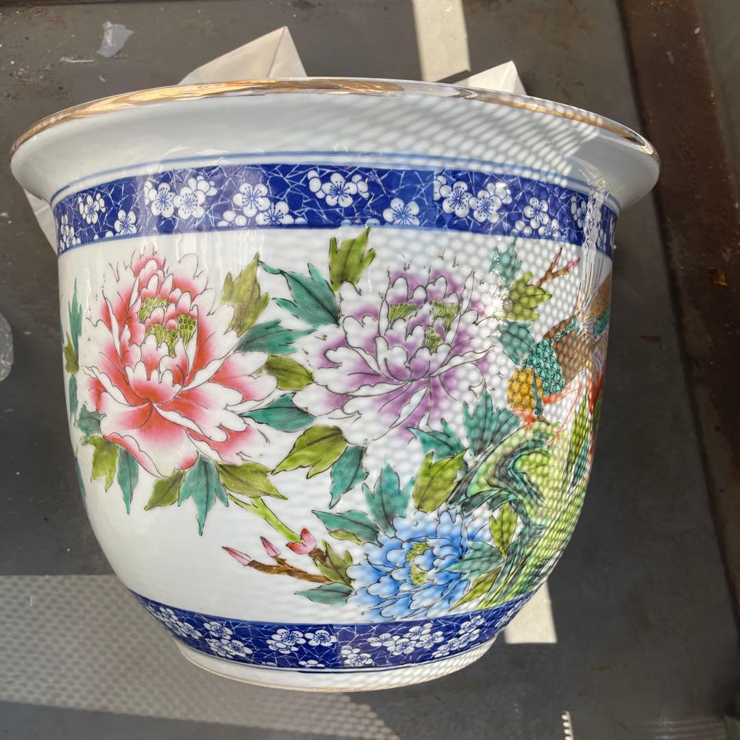 花柄陶器鉢 直径約40cm