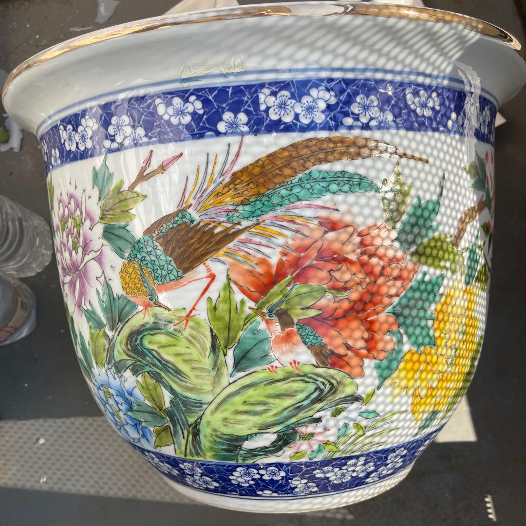 花柄陶器鉢 直径約40cm