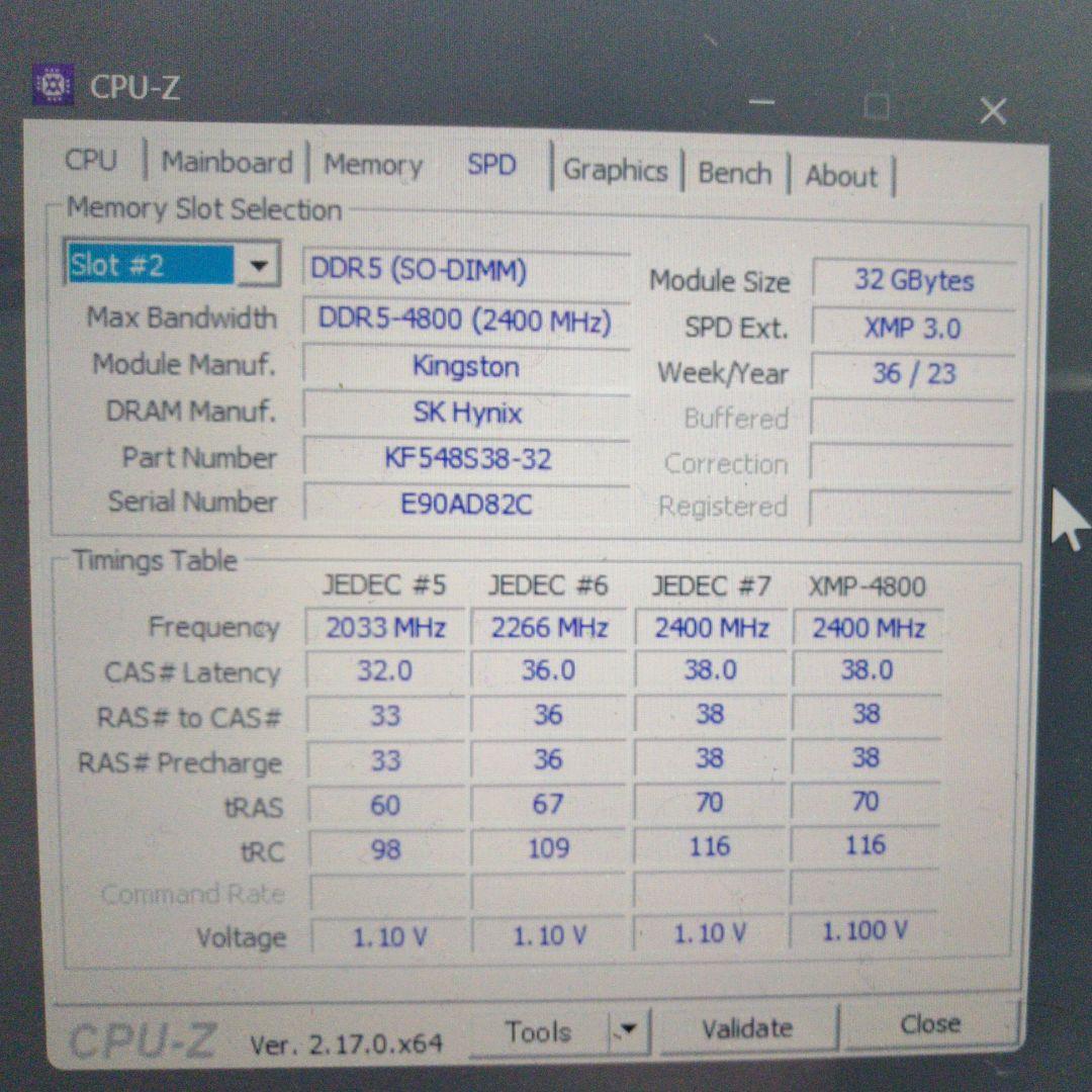 KINGSTON FURY impact DDR5 32×2枚=64GB 使用少