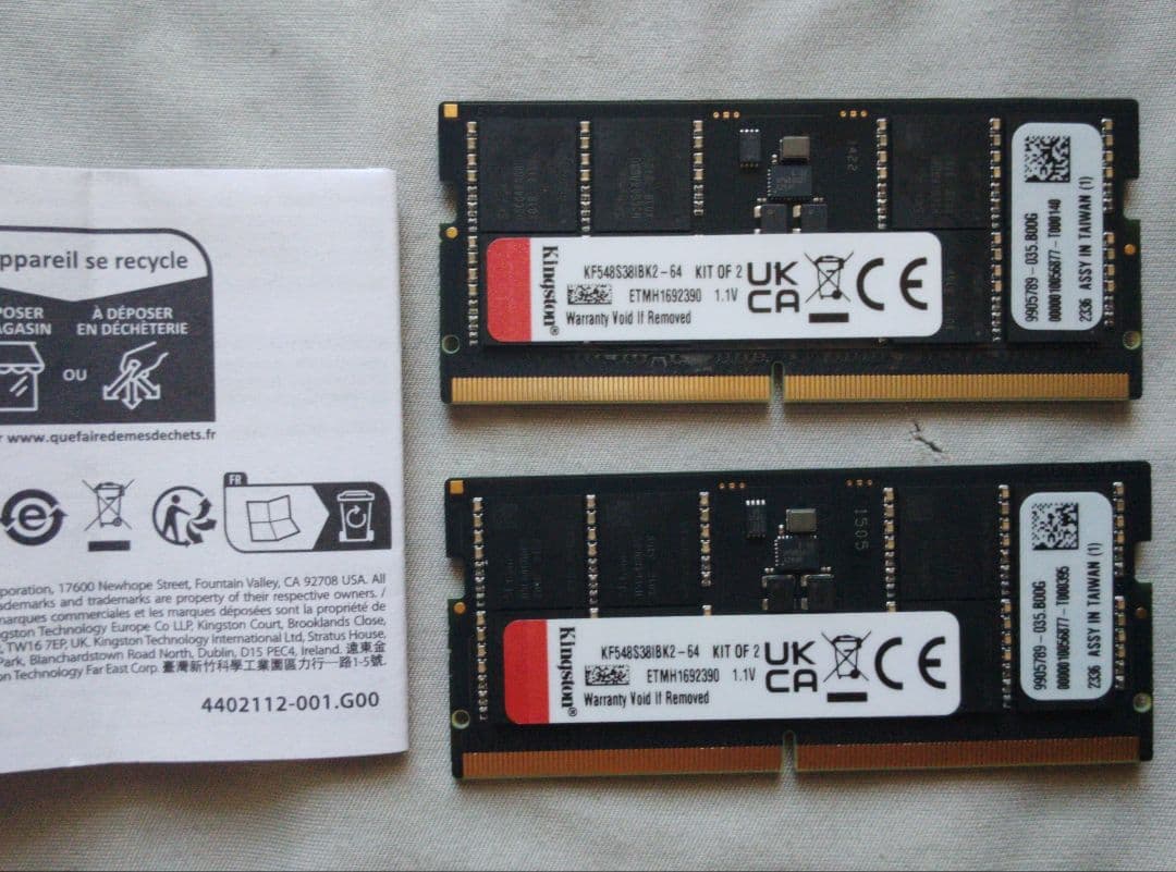 KINGSTON FURY impact DDR5 32×2枚=64GB 使用少