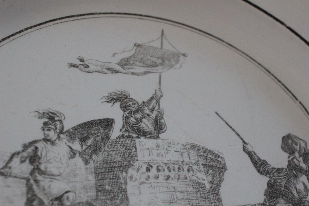 【C】【クレイユ モントロー】グリザイユプレート/フランスアンティーク