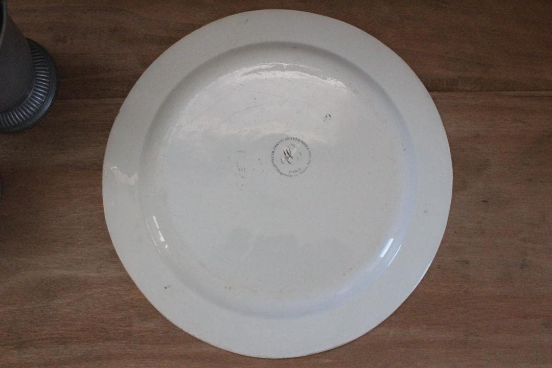 【C】【クレイユ モントロー】グリザイユプレート/フランスアンティーク