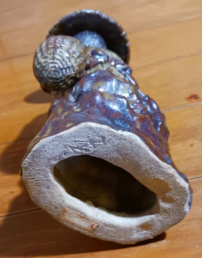 瀬戸焼 増田重幸 陶器製 釣童子 木箱付き レアオブジェ レトロ