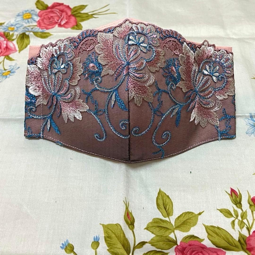 [ピンクの白玉]ハンドメイドマスク