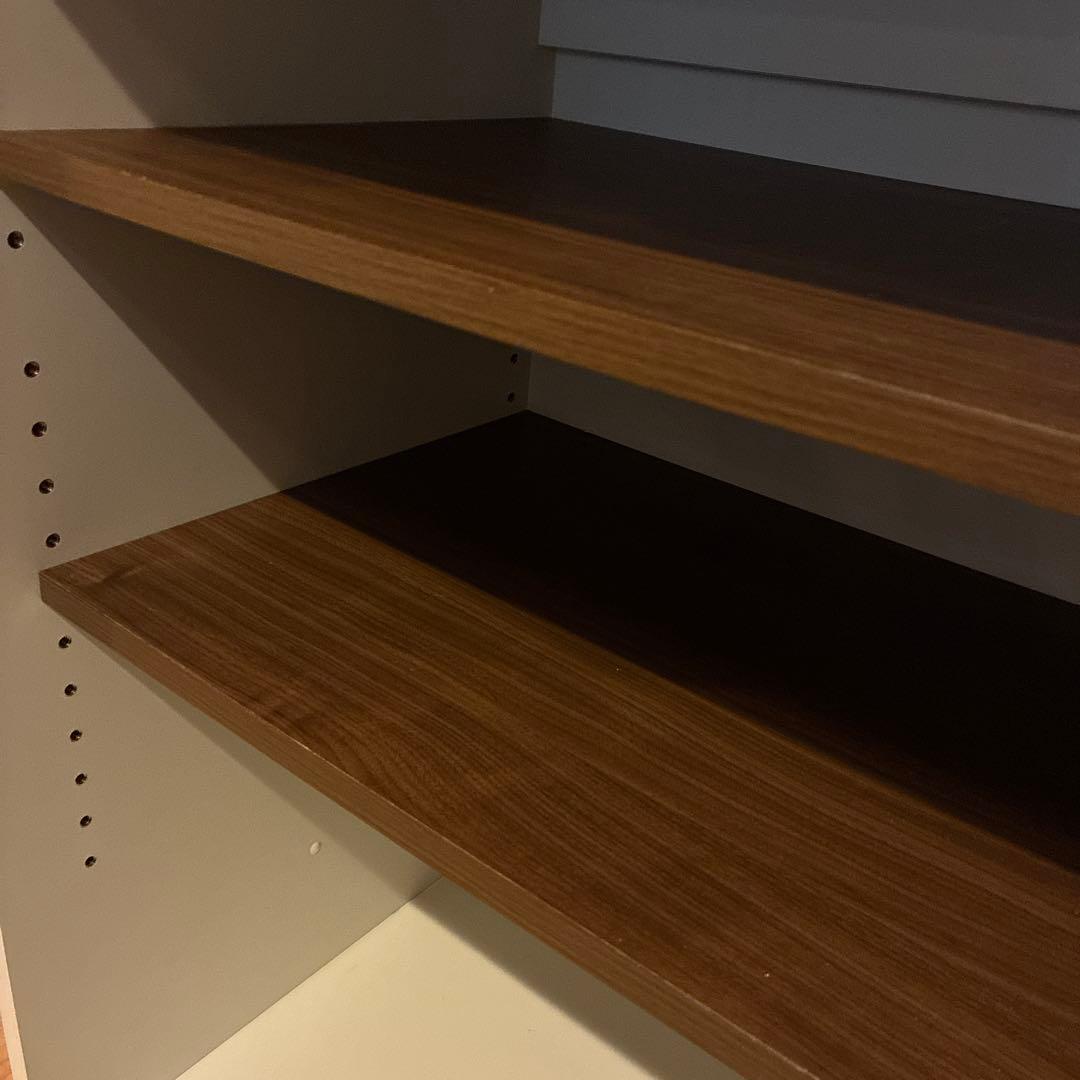 AYANOホワイト木製食器棚 スライド扉付き