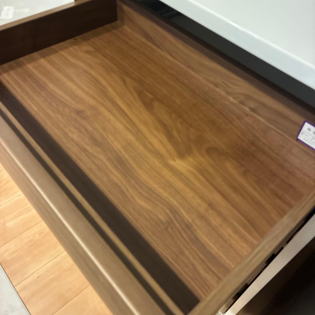 AYANOホワイト木製食器棚 スライド扉付き