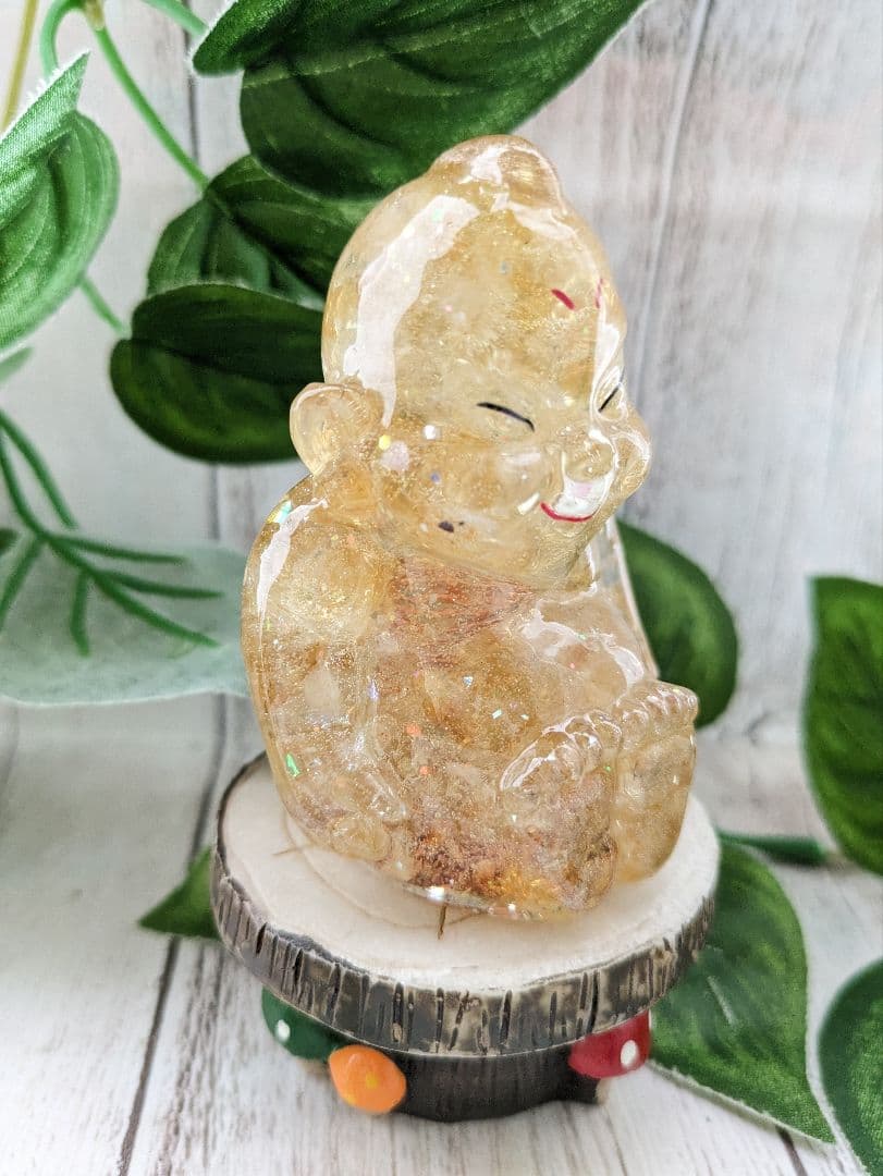 【つる927】シトリンのビリケンさん形オルゴナイト☆他１点