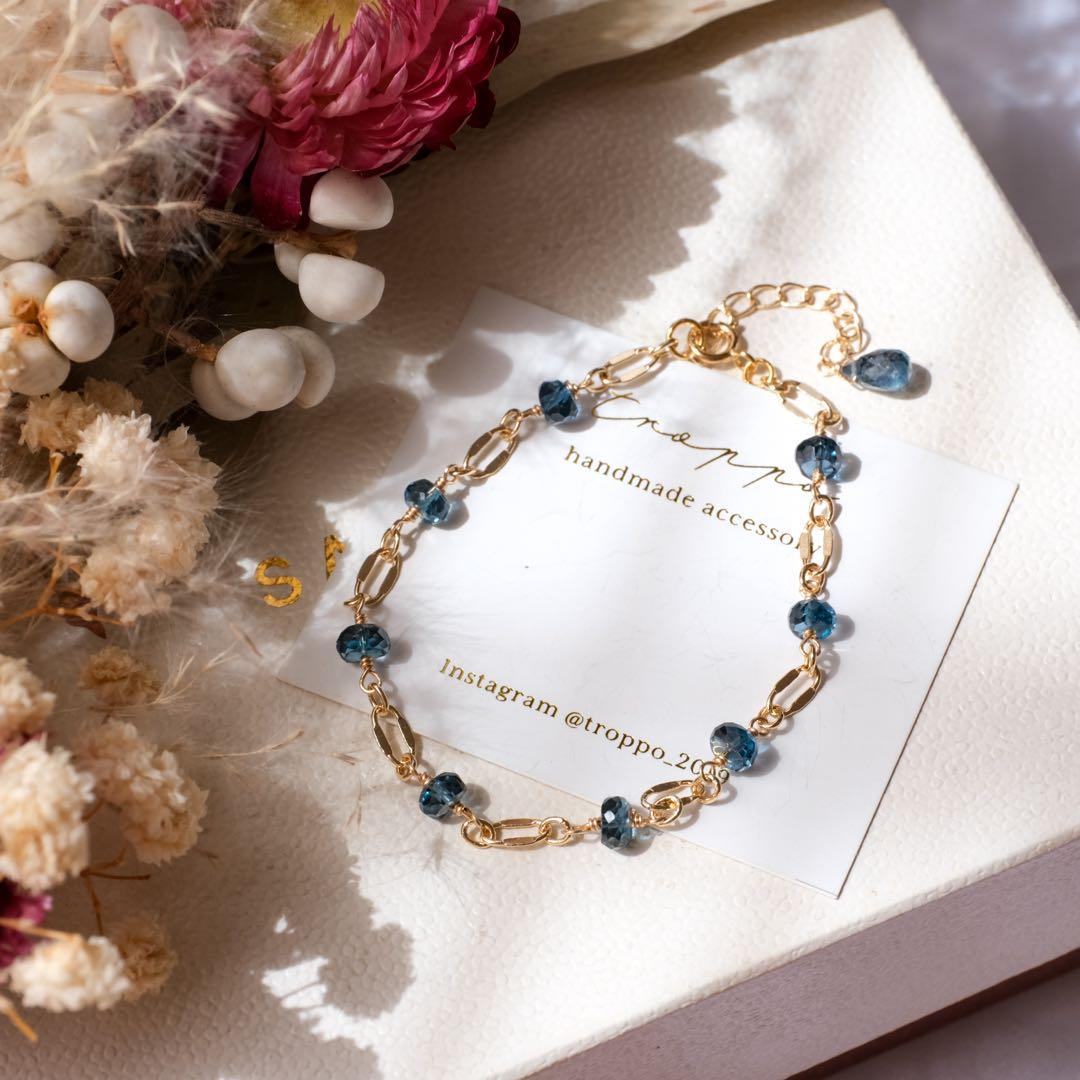 14kgfロンドンブルートパーズブレスレット