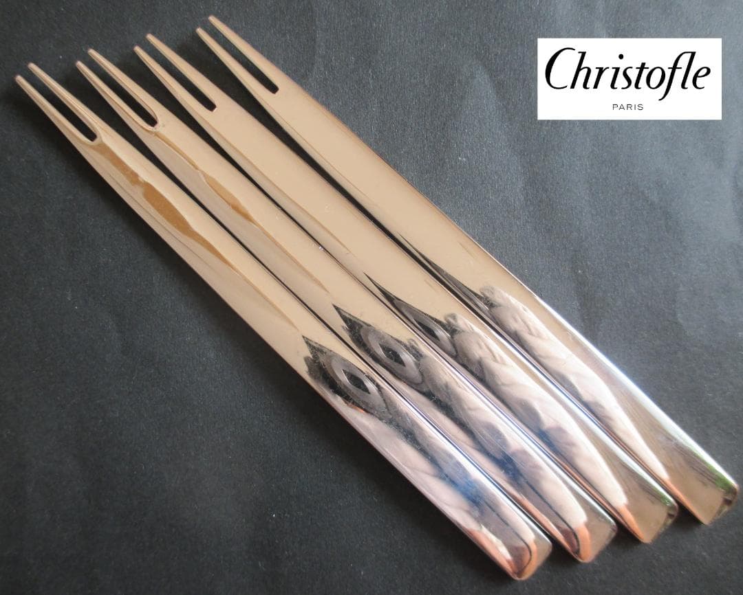 ☆仏蘭西高級銀器クリストフルシルバー　プティフォーク４本　日本限定品　収納箱入り