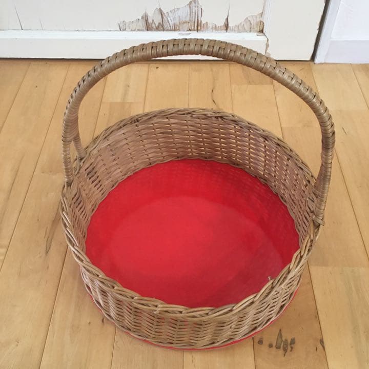 ☆アンティーク☆西ドイツ　W.Germany ラタン　籐　かご　バスケット