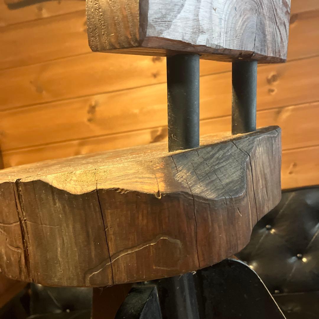 Gem City アイスクリーム風ステンシル背板 ピアノ椅子　切り株ハンドメイド