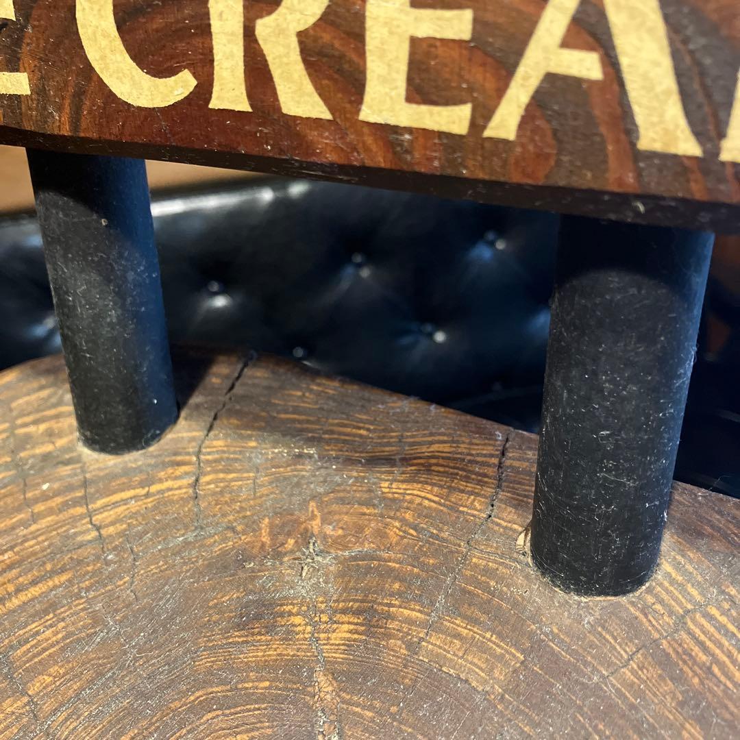 Gem City アイスクリーム風ステンシル背板 ピアノ椅子　切り株ハンドメイド