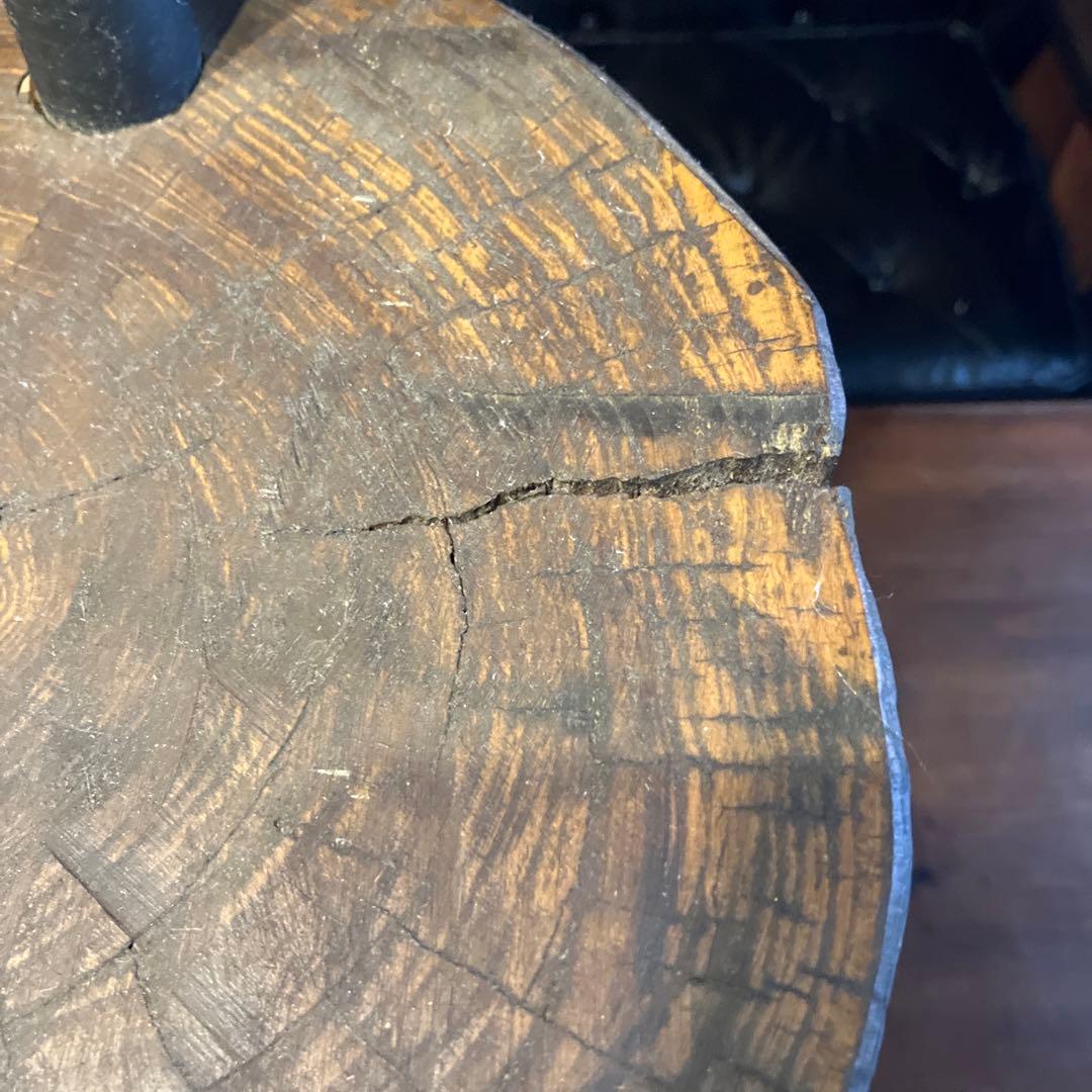 Gem City アイスクリーム風ステンシル背板 ピアノ椅子　切り株ハンドメイド