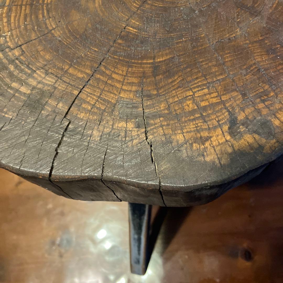 Gem City アイスクリーム風ステンシル背板 ピアノ椅子　切り株ハンドメイド