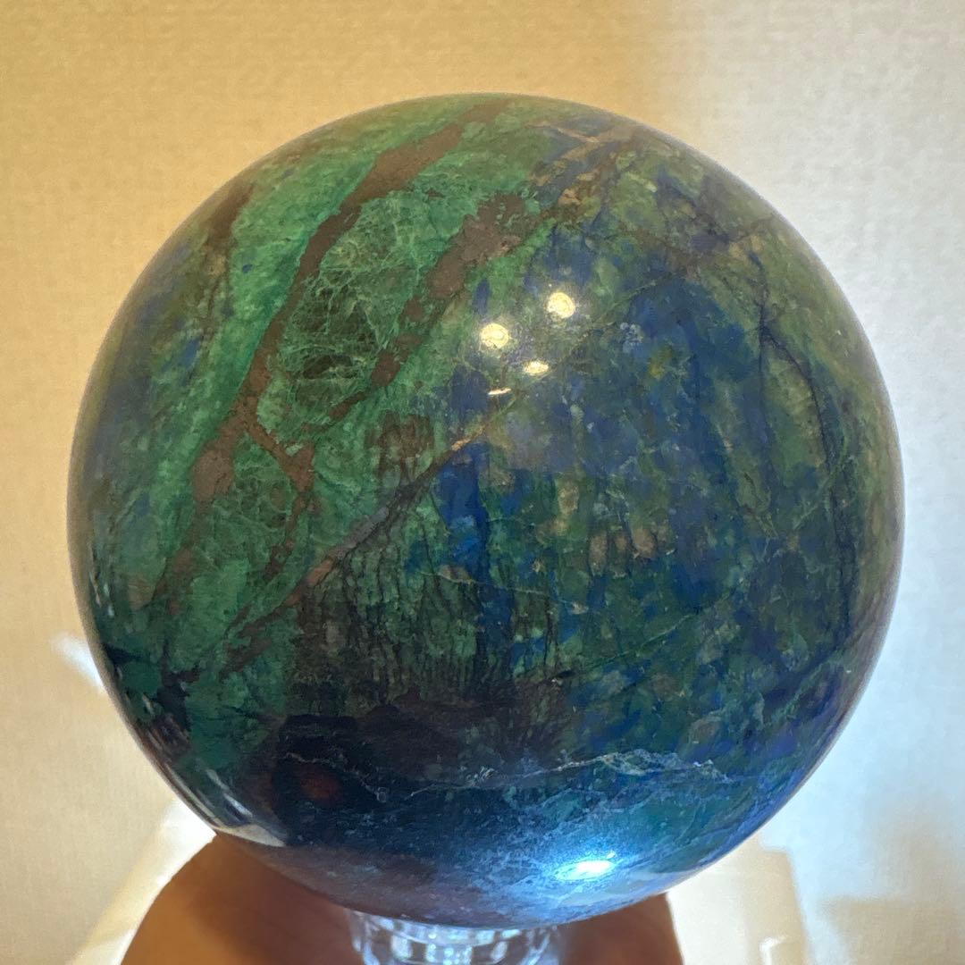 高品質 アズライトスフィア♡Bigサイズ♡パイライト♡シリカ共生♡No2423