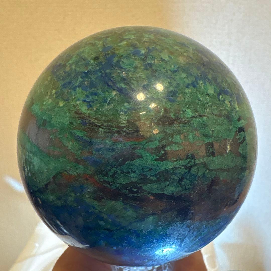 高品質 アズライトスフィア♡Bigサイズ♡パイライト♡シリカ共生♡No2423