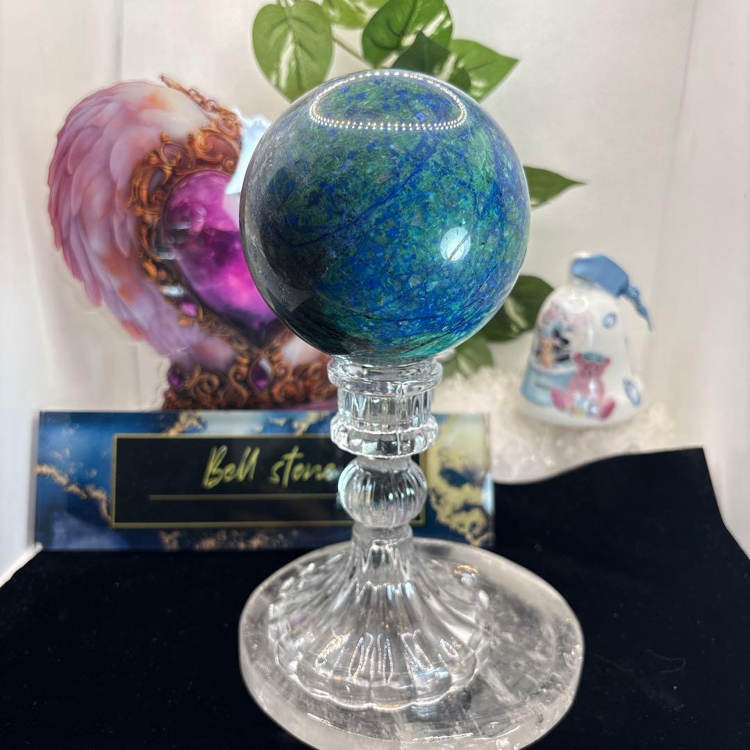 高品質 アズライトスフィア♡Bigサイズ♡パイライト♡シリカ共生♡No2423