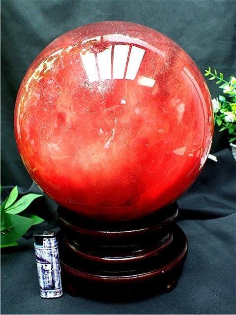 超大直径約：211mm 12215g 超綺麗赤水晶丸玉B84E1/449E02A