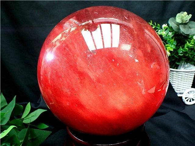 超大直径約：211mm 12215g 超綺麗赤水晶丸玉B84E1/449E02A