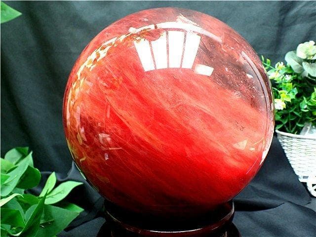 超大直径約：211mm 12215g 超綺麗赤水晶丸玉B84E1/449E02A