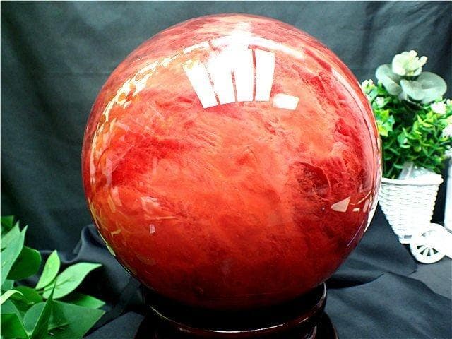 超大直径約：211mm 12215g 超綺麗赤水晶丸玉B84E1/449E02A