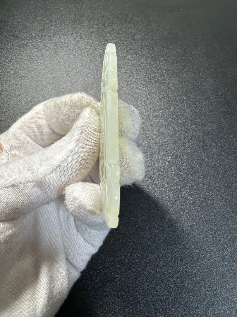 和田玉 和田玉 透かし彫り 双龍図彫刻 玉牌 中国古美術 極細工 旧家蔵出し